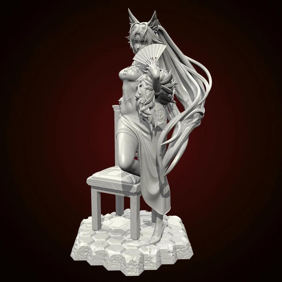 90mm Horned Winged Female, Resin Model Figure Kit, Fantasy Theme, Unassembled and Unpainted
