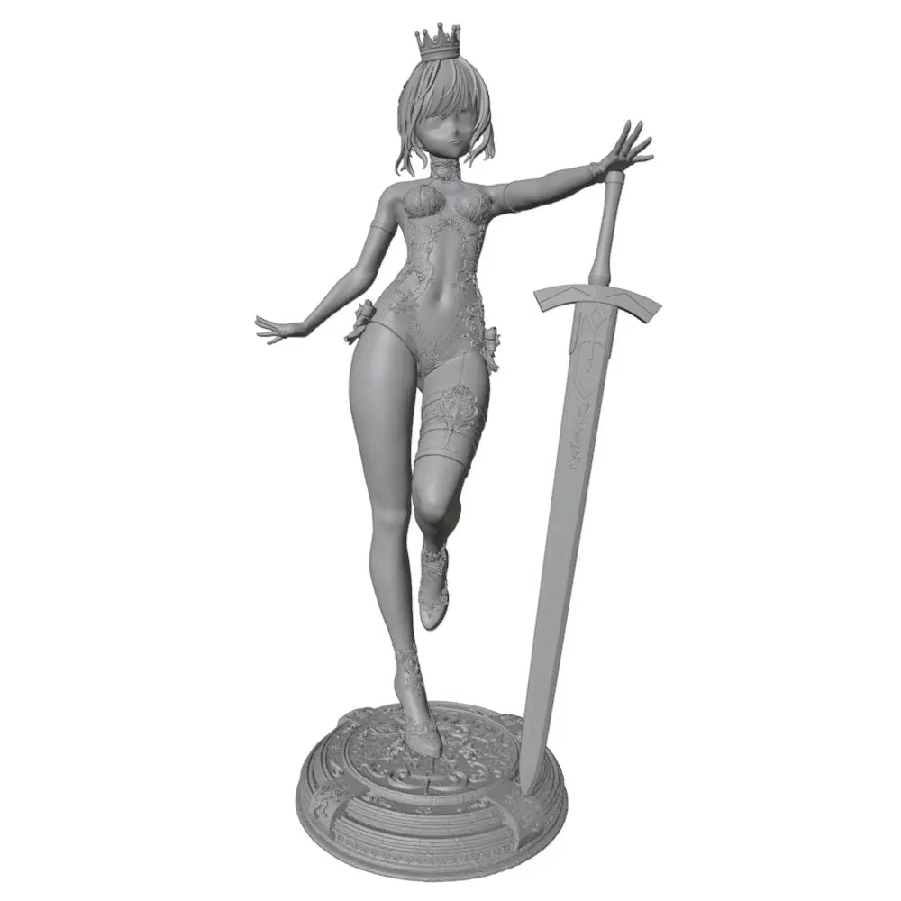 75mm Female Warrior with Sword, Resin Model Figure Kit, Anime Theme, Unassembled and Unpainted