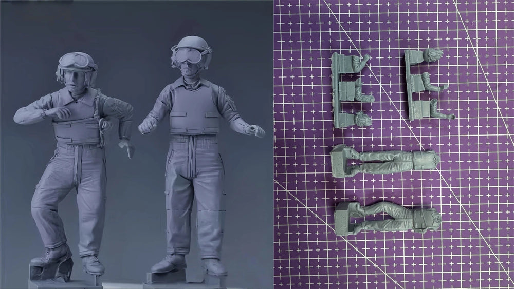 1/35 WWII Tank Crew Set, 4 Figures, Resin Model Figure Kit, Unassembled and Unpainted