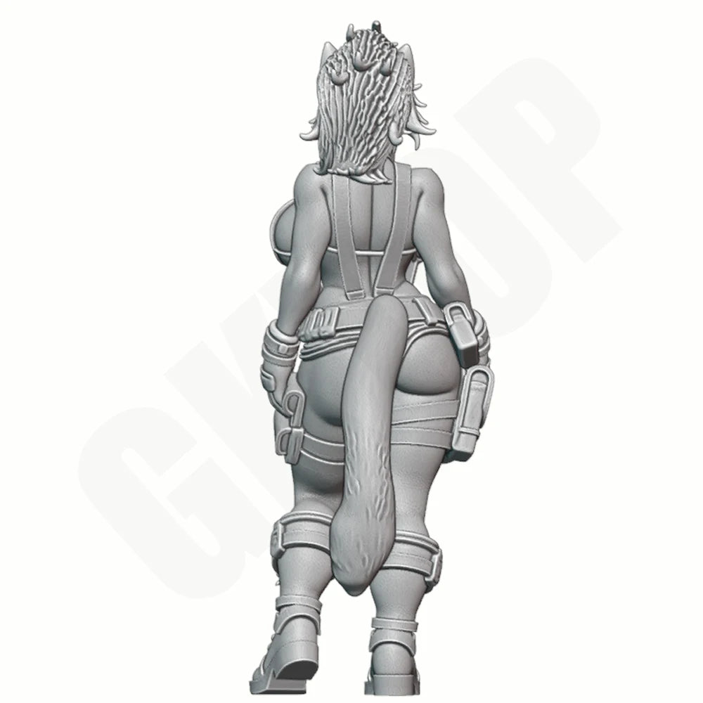1/24 Wolf-Girl Warrior, Resin Model Figure Kit, Fantasy Theme, Unassembled and Unpainted