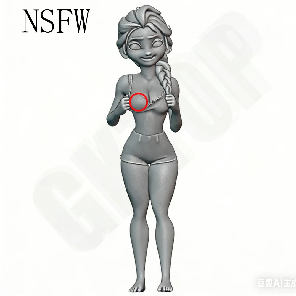 1/24 Blonde Anime Girl in Black Strapless Top and Shorts, Resin Model Figure Kit, Anime Theme, Unassembled and Unpainted