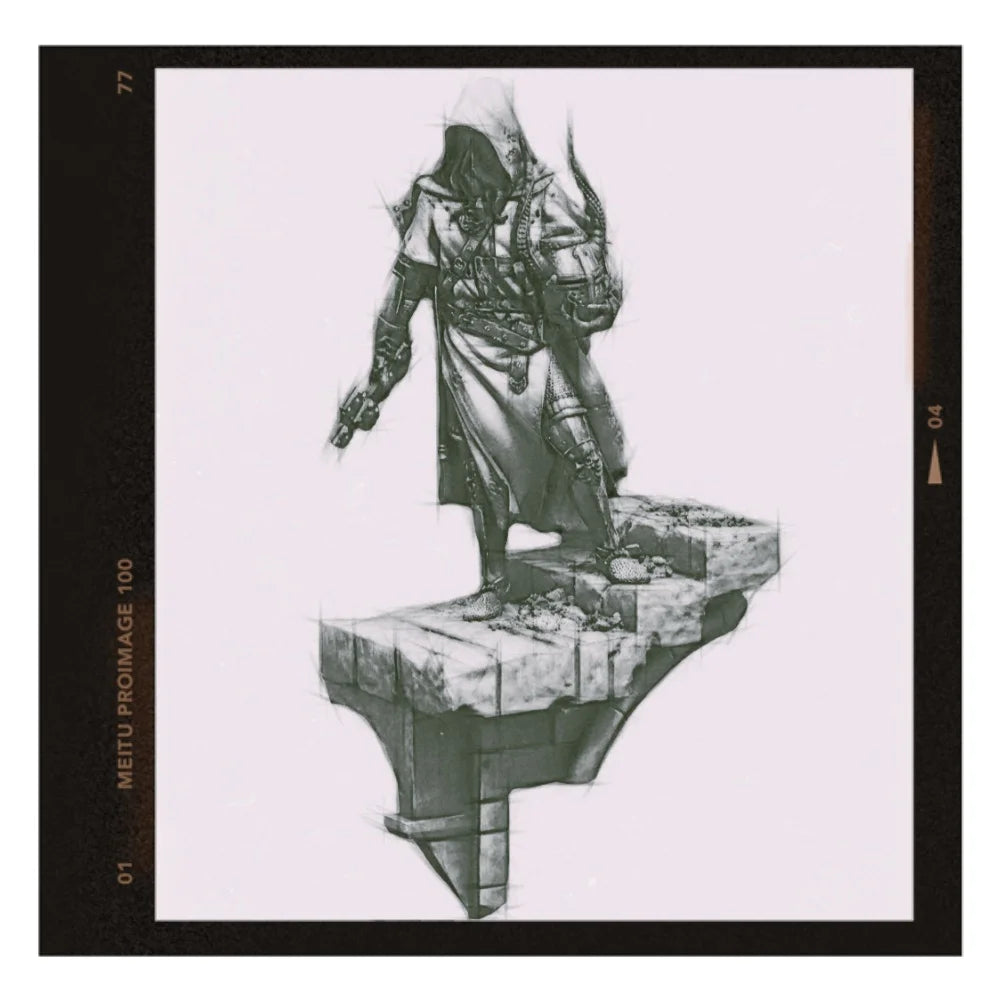 1/24 Hooded Knight in White Cloak, Resin Model Figure Kit, Fantasy Theme, Unassembled and Unpainted