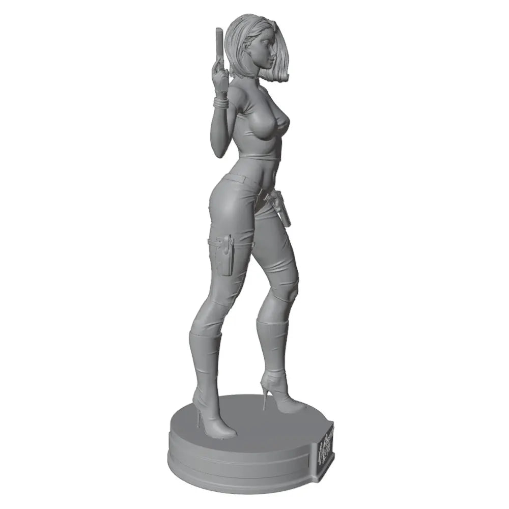 1/24 Tactical Sci-Fi Soldier with Asymmetrical Hair and Blasters, Resin Model Figure Kit, Sci-Fi Theme, Unassembled and Unpainted