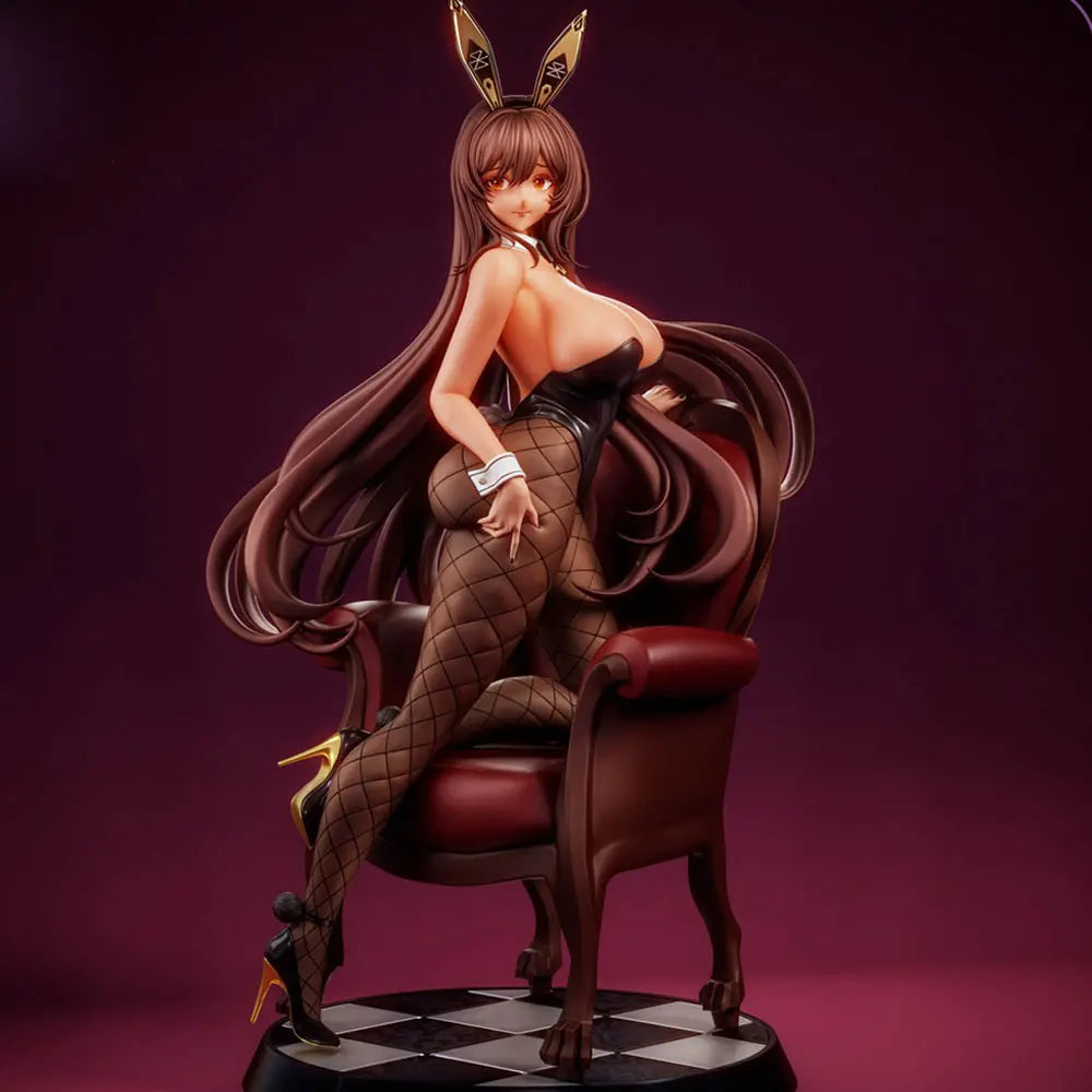 75mm Bunny Girl Reclining on Chair, Resin Model Figure Kit, Anime Theme, Unassembled and Unpainted