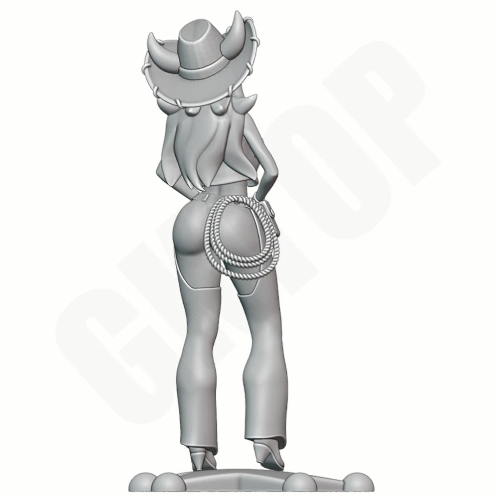 1/24 Blonde Cowgirl in Fringed Western Outfit, Resin Model Figure Kit, Unassembled and Unpainted