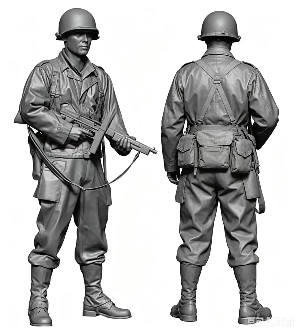 1/35 WWII Allied Soldiers with Rifles, 2 Figures, Resin Model Figure Kit, Unassembled and Unpainted