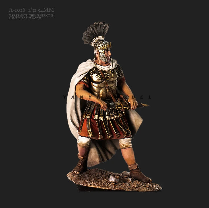 54mm Ancient Roman Centurion with White Cloak, Resin Model Figure Kit, Unassembled and Unpainted
