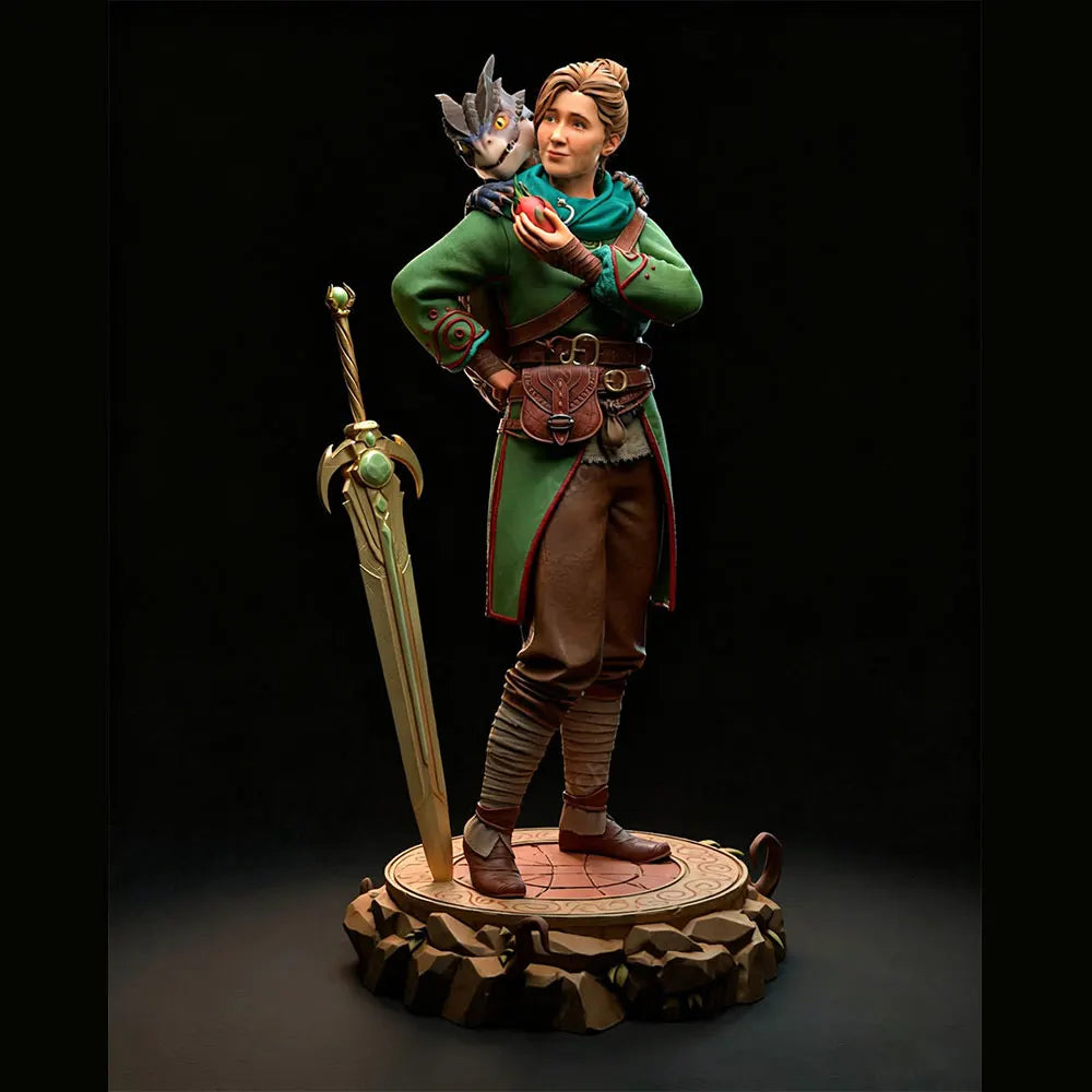 75mm Female Warrior with Spiked Mohawk and Greatsword, Resin Model Figure Kit, Fantasy Theme, Unassembled and Unpainted