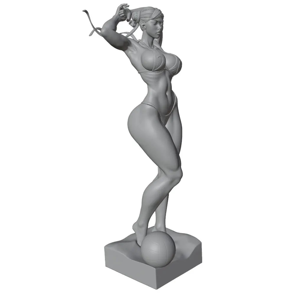 1/24 Female Pinup with Soccer Ball, Resin Model Figure Kit, Unassembled and Unpainted