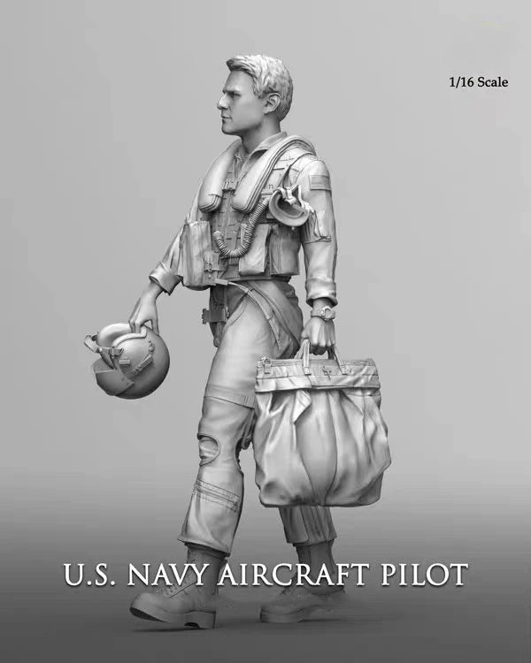 1/16 WWII U.S. Navy Pilot, Resin Model Figure Kit, Unassembled and Unpainted