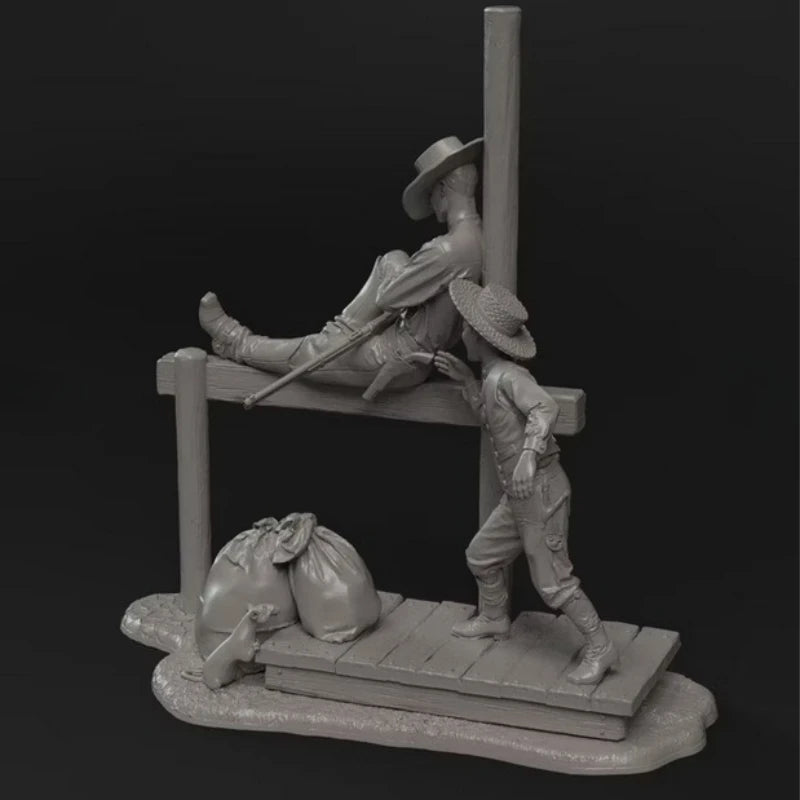 1/32 Western Cowboys at Leisure, 4 Figures, Resin Model Figure Kit, Historical Theme, Unassembled and Unpainted