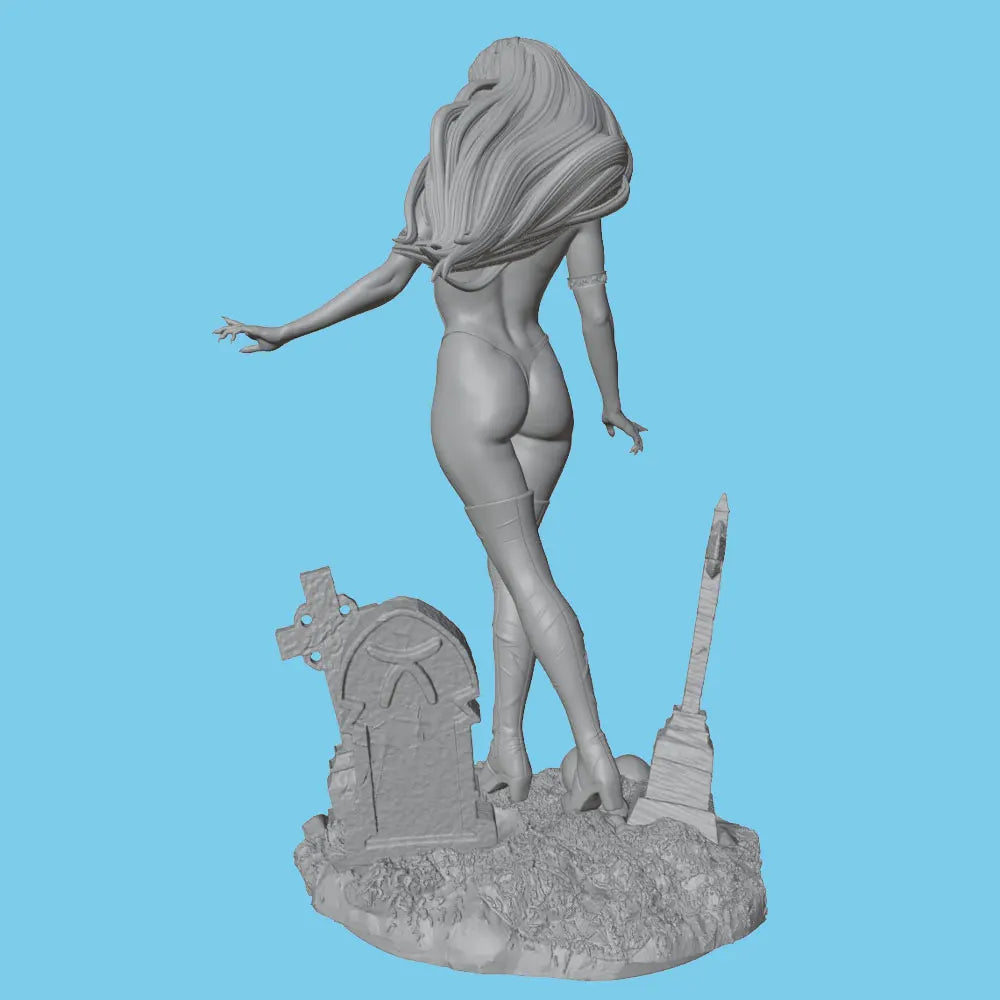 75mm Gothic Cemetery Girl, Resin Model Figure Kit, Fantasy Theme, Unassembled and Unpainted