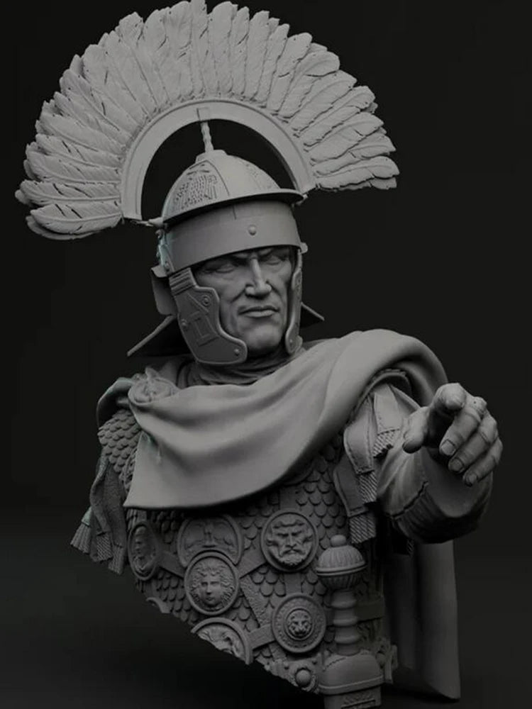 1/10 Ancient Roman Officer in Plumed Helmet, Resin Model Bust Kit, Unassembled and Unpainted