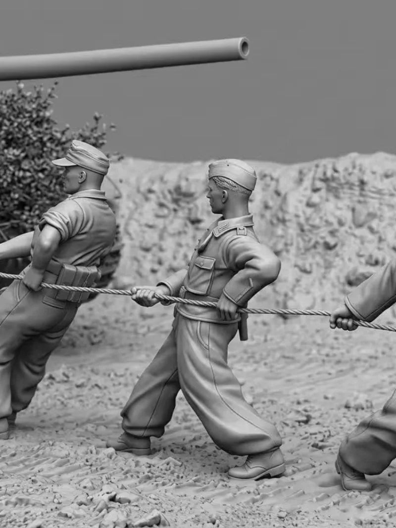 1/35 WWII German Panzer Crew Combat, 3 Figures, Resin Model Figure Kit, Unassembled and Unpainted