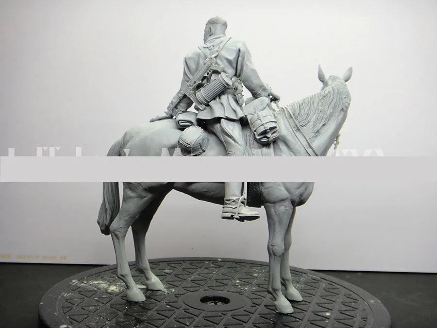 1/16 Napoleonic Cavalry Officer Mounted, Resin Model Figure Kit, Unassembled and Unpainted