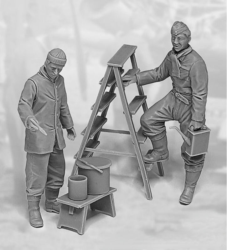 1/32 WWII German Fortification Crew, 3 Figures, Resin Model Figure Kit, Unassembled and Unpainted