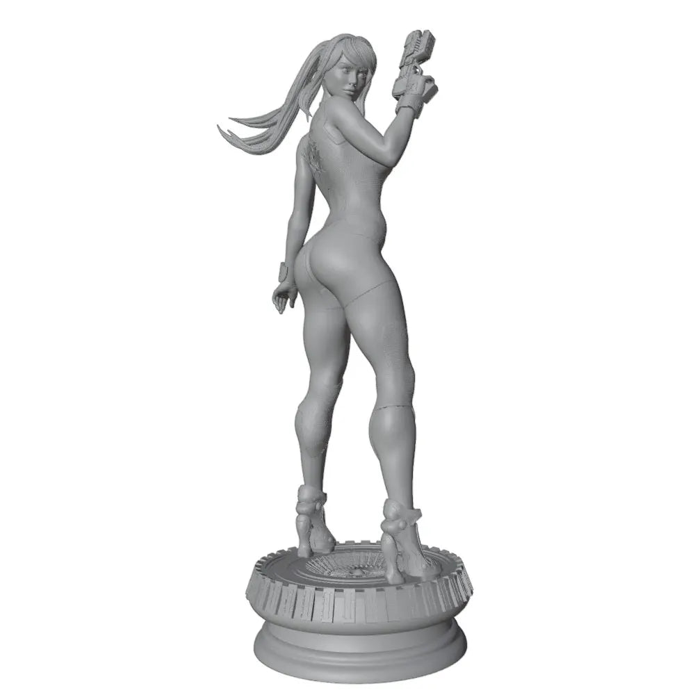 1/24 Female Commando with Rifle and Gadget, Resin Model Figure Kit, Sci-Fi Theme, Unassembled and Unpainted