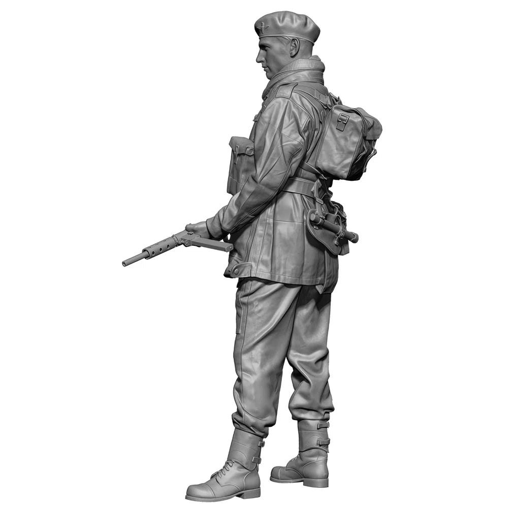1/35 WWII British Paratrooper Standing Alert with Rifle, Resin Model Figure Kit, Unassembled and Unpainted