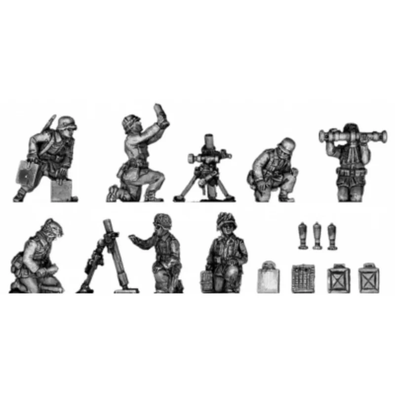 1/72 Modern Military Mortar Crew, 10 Figures, Resin Model Figure Kit, Unassembled and Unpainted