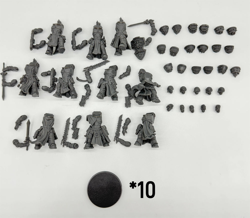 Crusaders, 14 Figures, Resin Model Figure Kit, Sci-Fi Theme, Unassembled and Unpainted