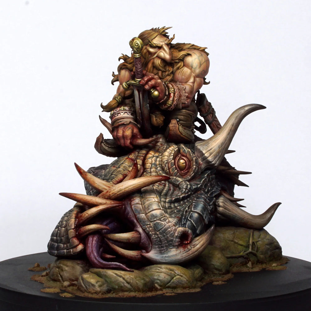 1/24 Demon Warrior with Beast, 2 Figures, Resin Model Figure Kit, Fantasy Theme, Unassembled and Unpainted