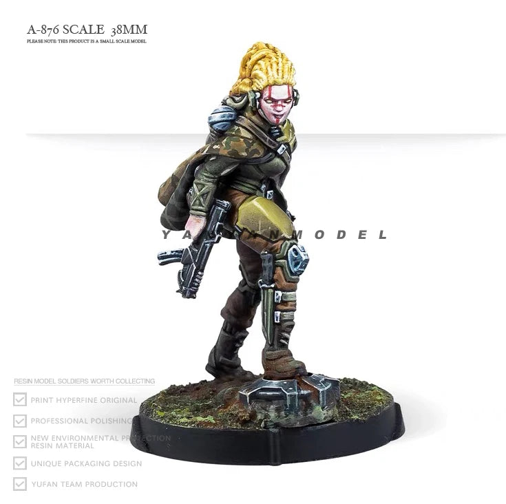 38mm Trooper Female, 2 Figures, Resin Model Figure Kit, Sci-Fi Theme, Unassembled and Unpainted