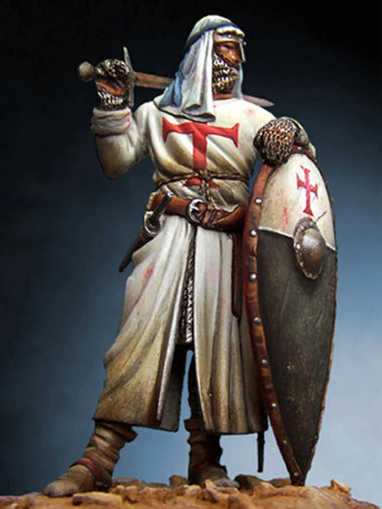 54mm Medieval Templar Knight Crusader, Resin Model Figure Kit, Unassembled and Unpainted