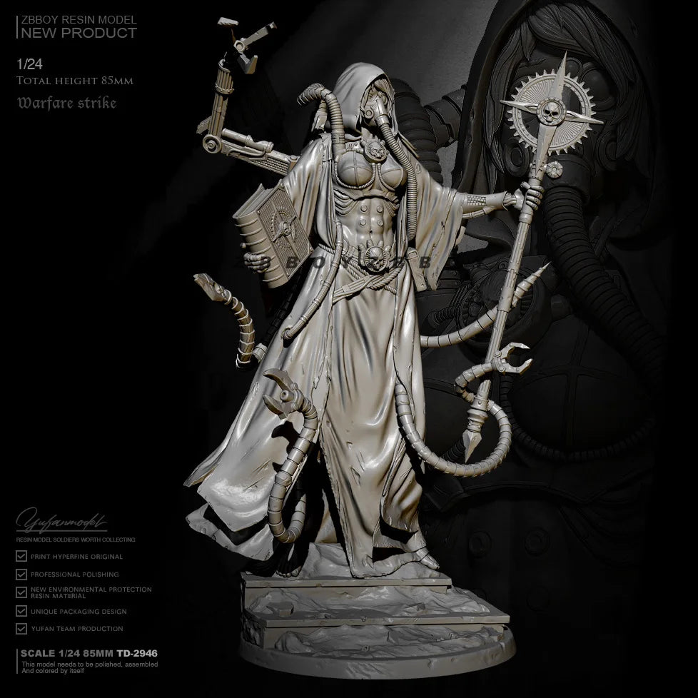 1/24 Sorceress with Summoned Serpents, Resin Model Figure Kit, Fantasy Theme, Unassembled and Unpainted