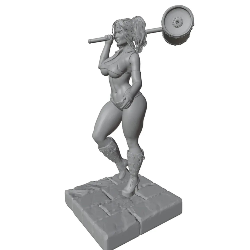 1/24 Blonde Pin-up Warrior with Axe, Resin Model Figure Kit, Unassembled and Unpainted