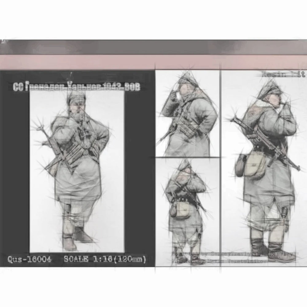 1/16 WWII German Grenadier with Binoculars, Resin Model Figure Kit, Unassembled and Unpainted