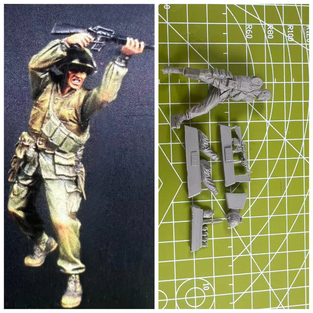 1/35 Vietnam War US Soldier Firing M16, Resin Model Figure Kit, Unassembled and Unpainted