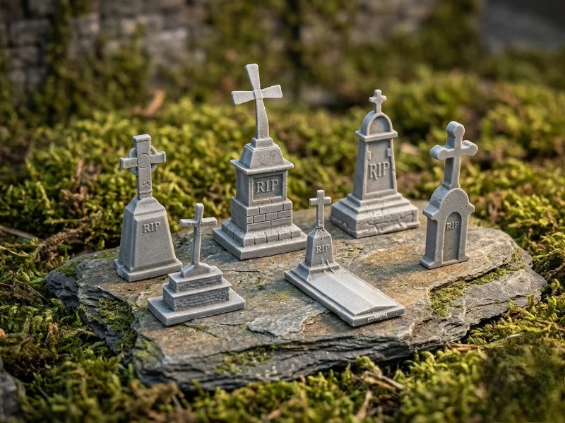 1/35 Ancient Cemetery Stone Monuments, 6 Figures, Resin Model Terrain Kit, Unassembled and Unpainted