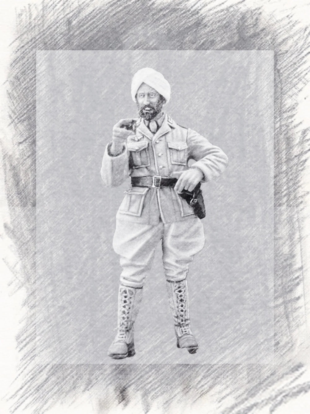 1/35 WWI British Indian Infantry in Pith Helmet, Resin Model Figure Kit, Unassembled and Unpainted
