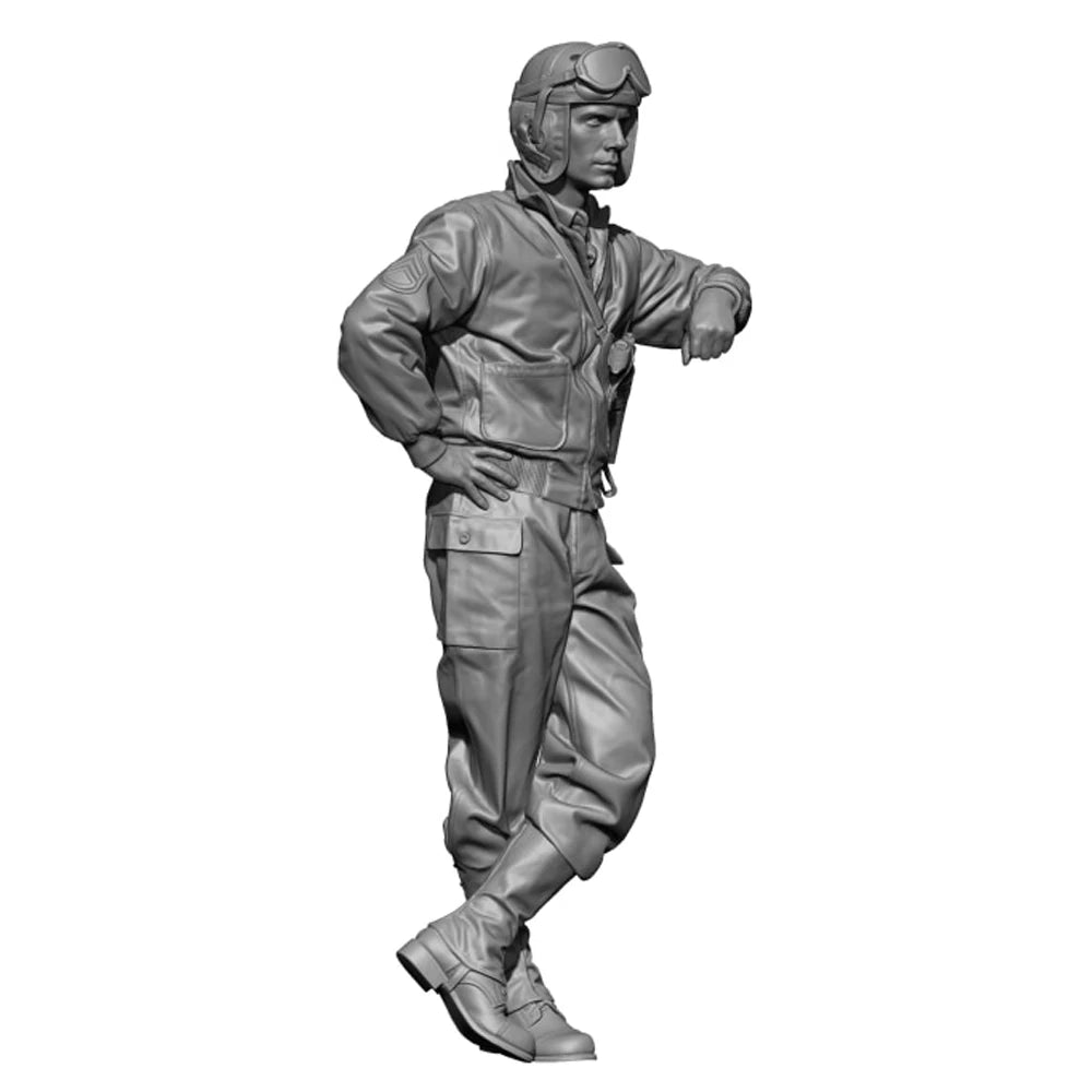 1/35 WWII US Tank Crewman Standing Alert, Resin Model Figure Kit, Unassembled and Unpainted