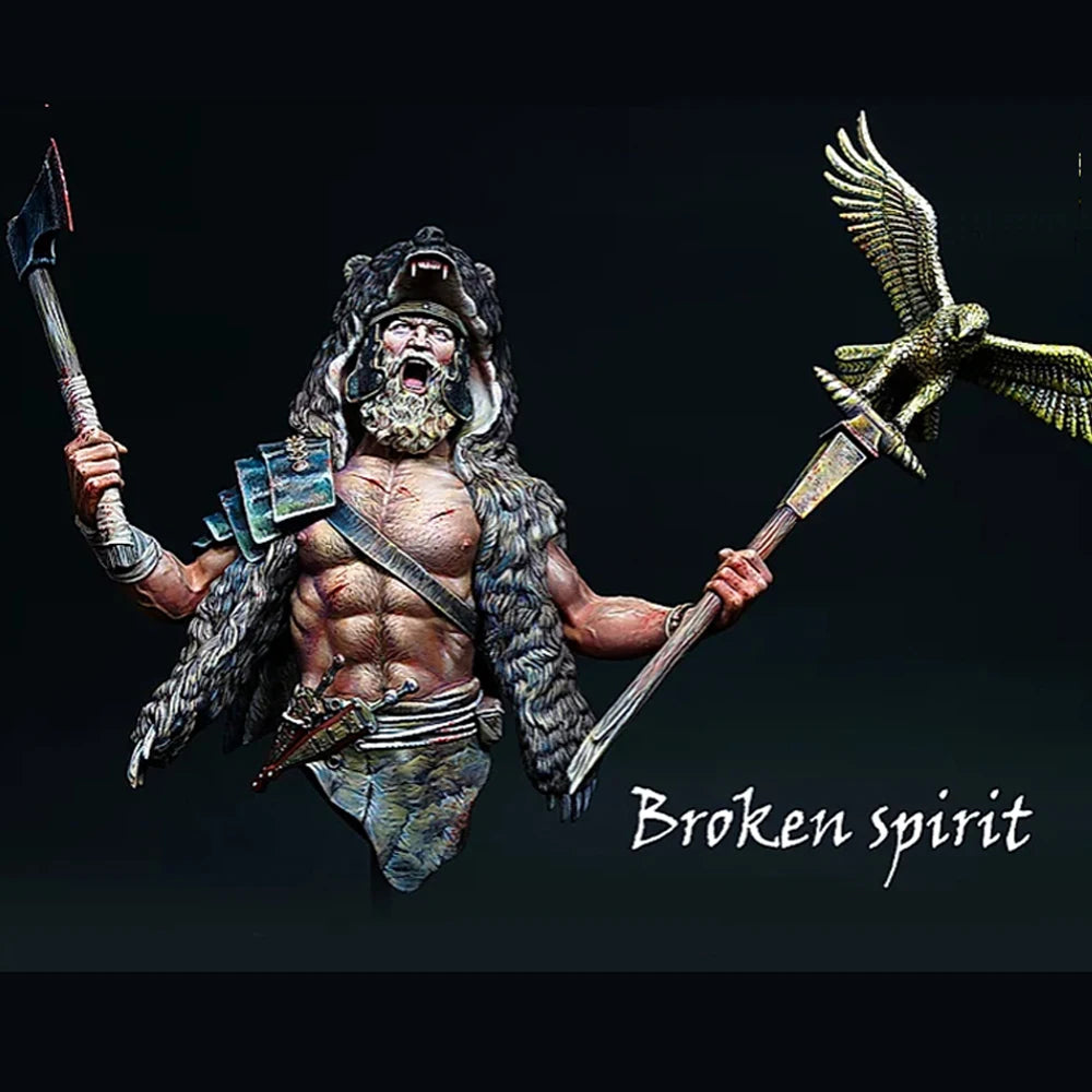 1/12 Broken Spirit Fantasy Warrior, Resin Model Bust Kit, Fantasy Theme, Unassembled and Unpainted