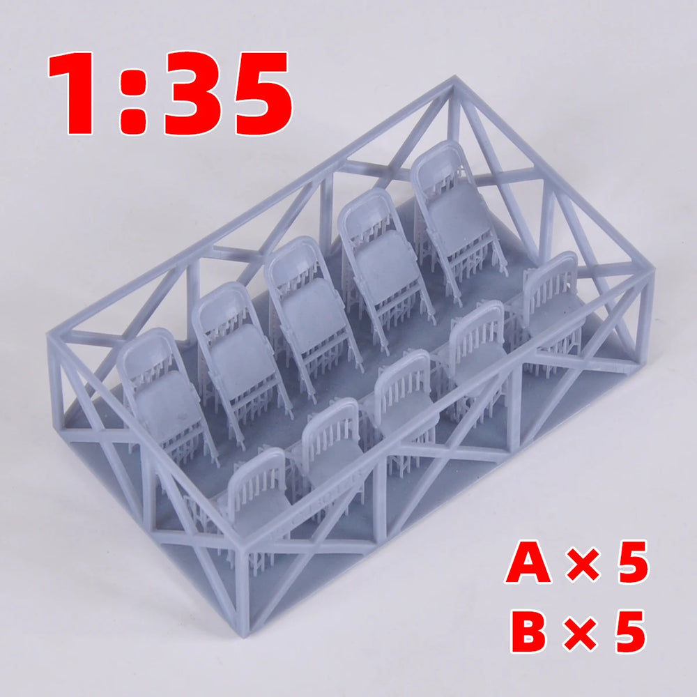 1/35 Chairs & Stools, Resin Model Accessory Kit, Military Theme, Unpainted
