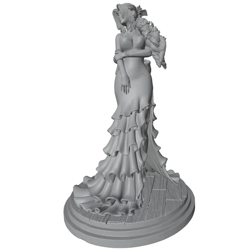 1/24 Woman in Ornate Tiered Gown Holding Creature, Resin Model Figure Kit, Unassembled and Unpainted