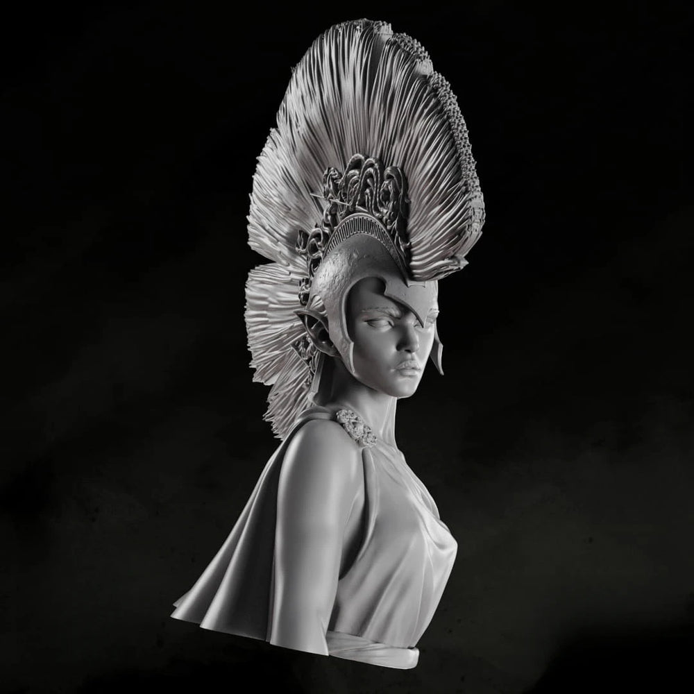 1/10 Female with Feathered Crown, Resin Model Bust Kit, Fantasy Theme, Unassembled and Unpainted