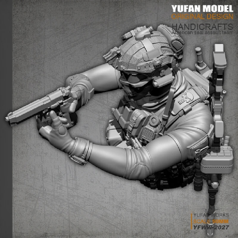 50mm Modern Navy SEAL, Resin Model Bust Kit, Unassembled and Unpainted