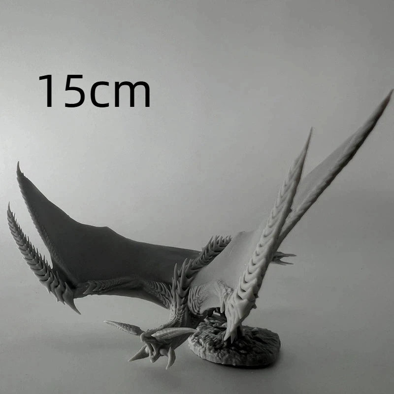 Horned Dragon with Ornate Feathered Wings, Resin Model Figure Kit, Fantasy Theme, Unassembled and Unpainted
