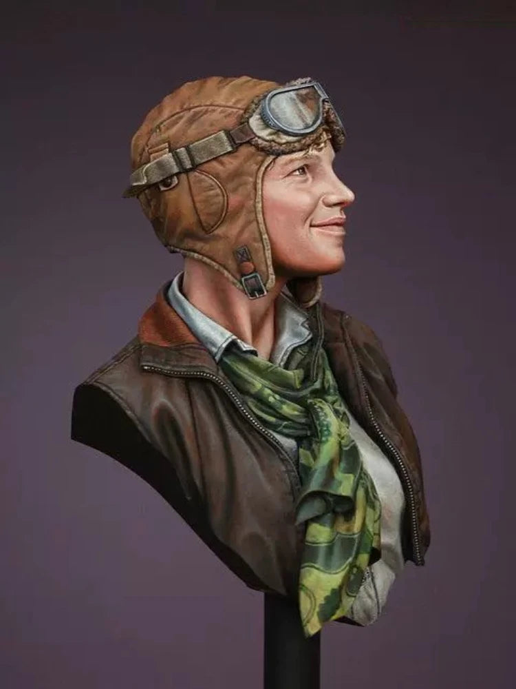 1/10 WWII Female Aviator, Resin Model Bust Kit, Unassembled and Unpainted