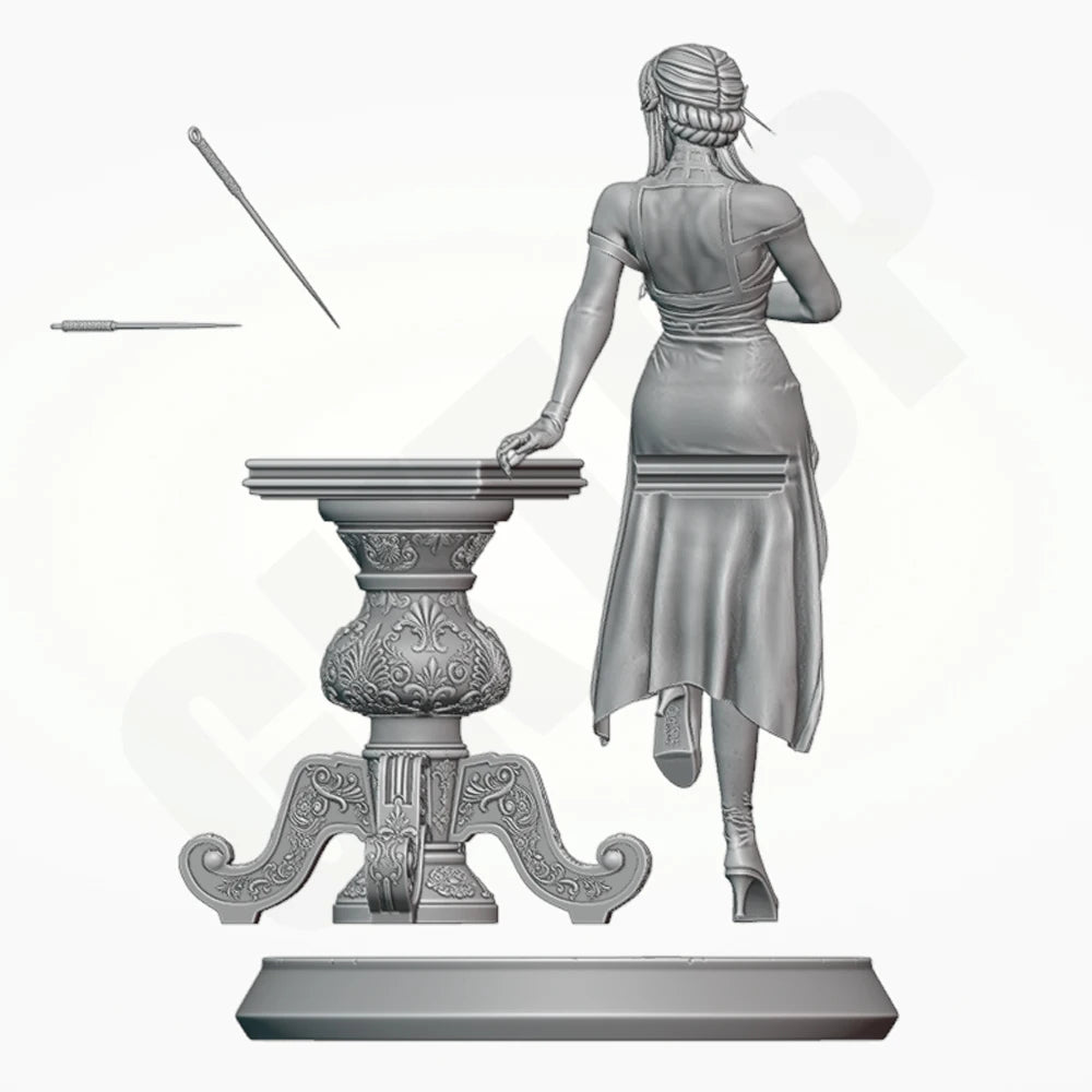 1/24 Female Warrior with Polearm and Gold Band, Resin Model Figure Kit, Unassembled and Unpainted