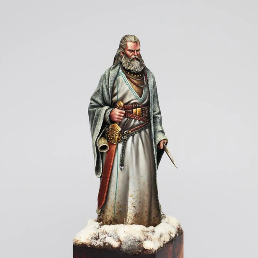 1/24 Bearded Wizard with Red Greatsword, Resin Model Figure Kit, Fantasy Theme, Unassembled and Unpainted