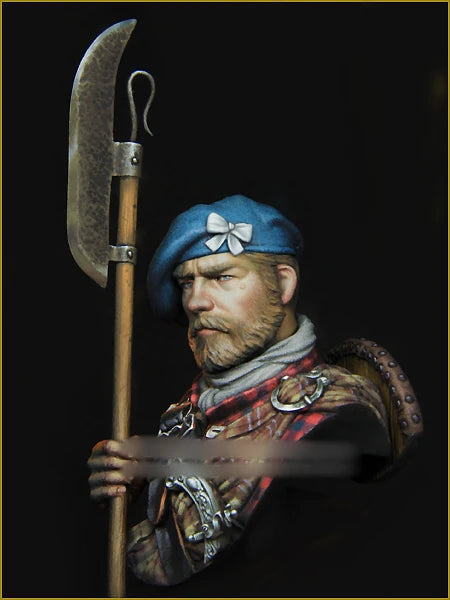1/10 Medieval Warrior with Poleaxe, Resin Model Bust Kit, Unassembled and Unpainted