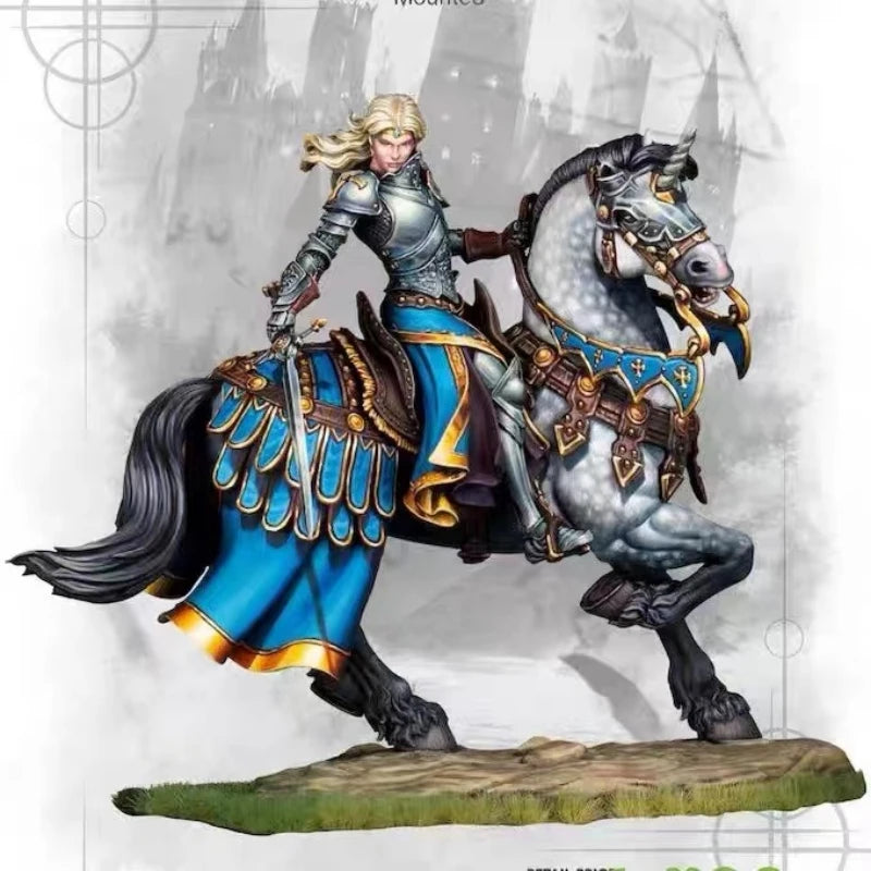 1/24 Female Knight Mounted, Resin Model Figure Kit, Fantasy Theme, Unassembled and Unpainted