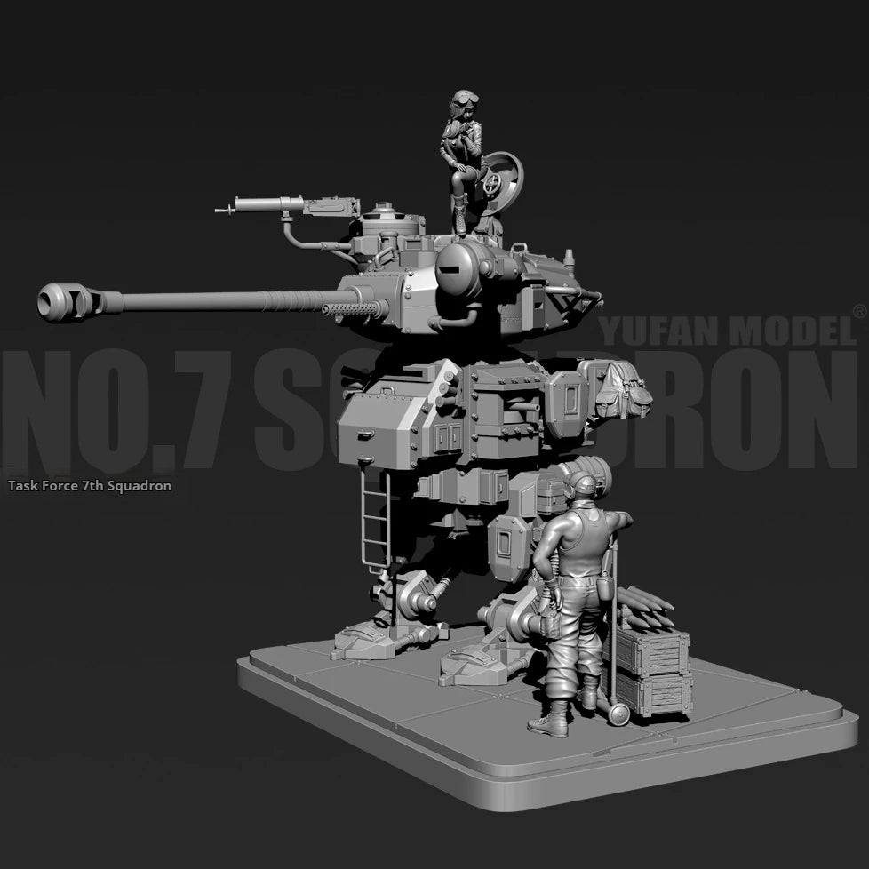 120mm Modern Futuristic Military Tank Squadron, 4 Figures, Resin Model Diorama Kit, Unassembled and Unpainted