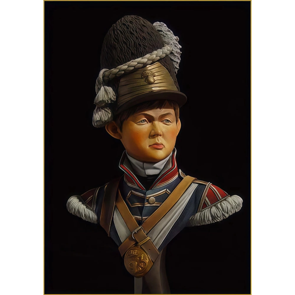 1/10 Napoleonic 18th Century Welsh Infantry Drummer, Resin Model Bust Kit, Unassembled and Unpainted