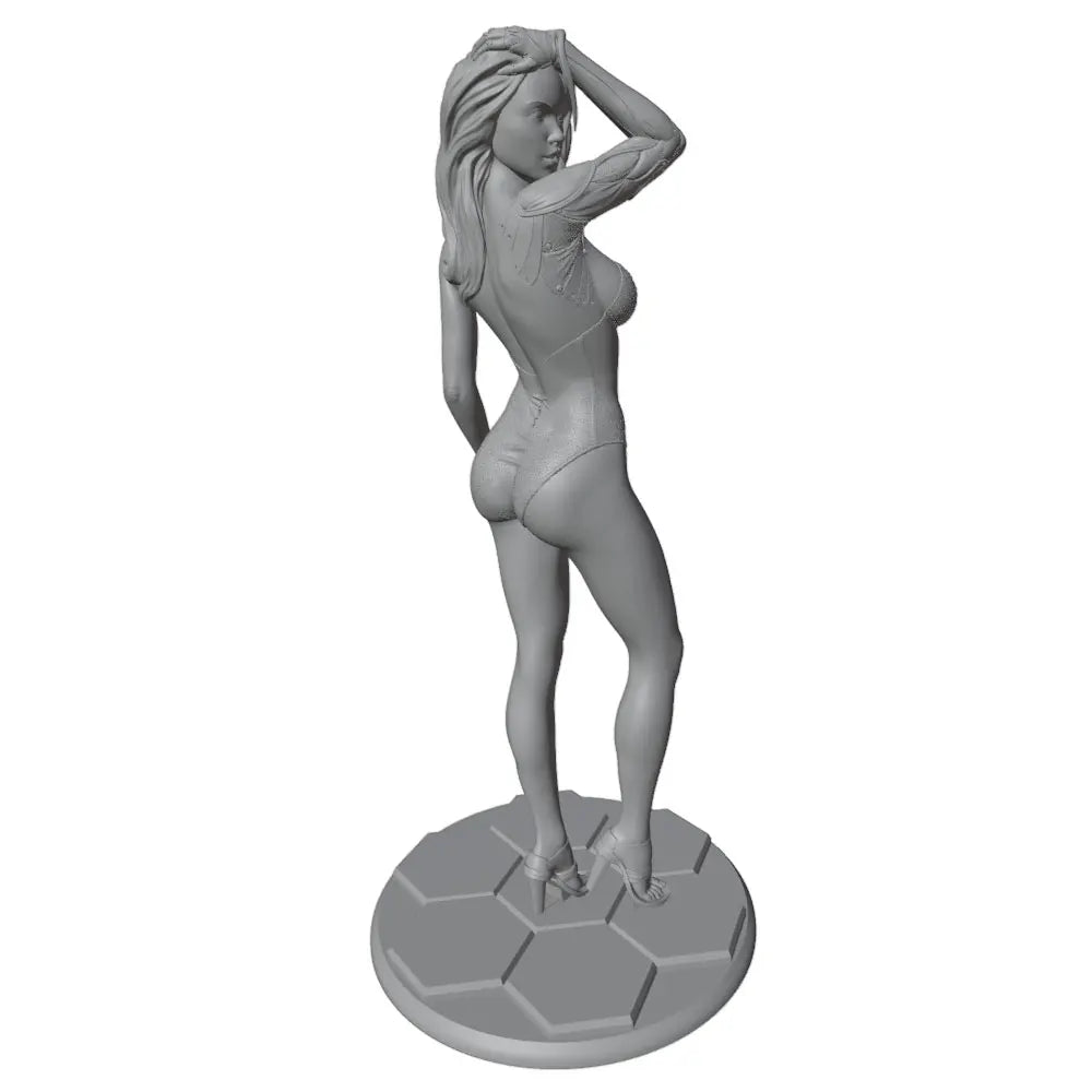 1/24 Brunette Pin-up with Hand Behind Head, Resin Model Figure Kit, Unassembled and Unpainted