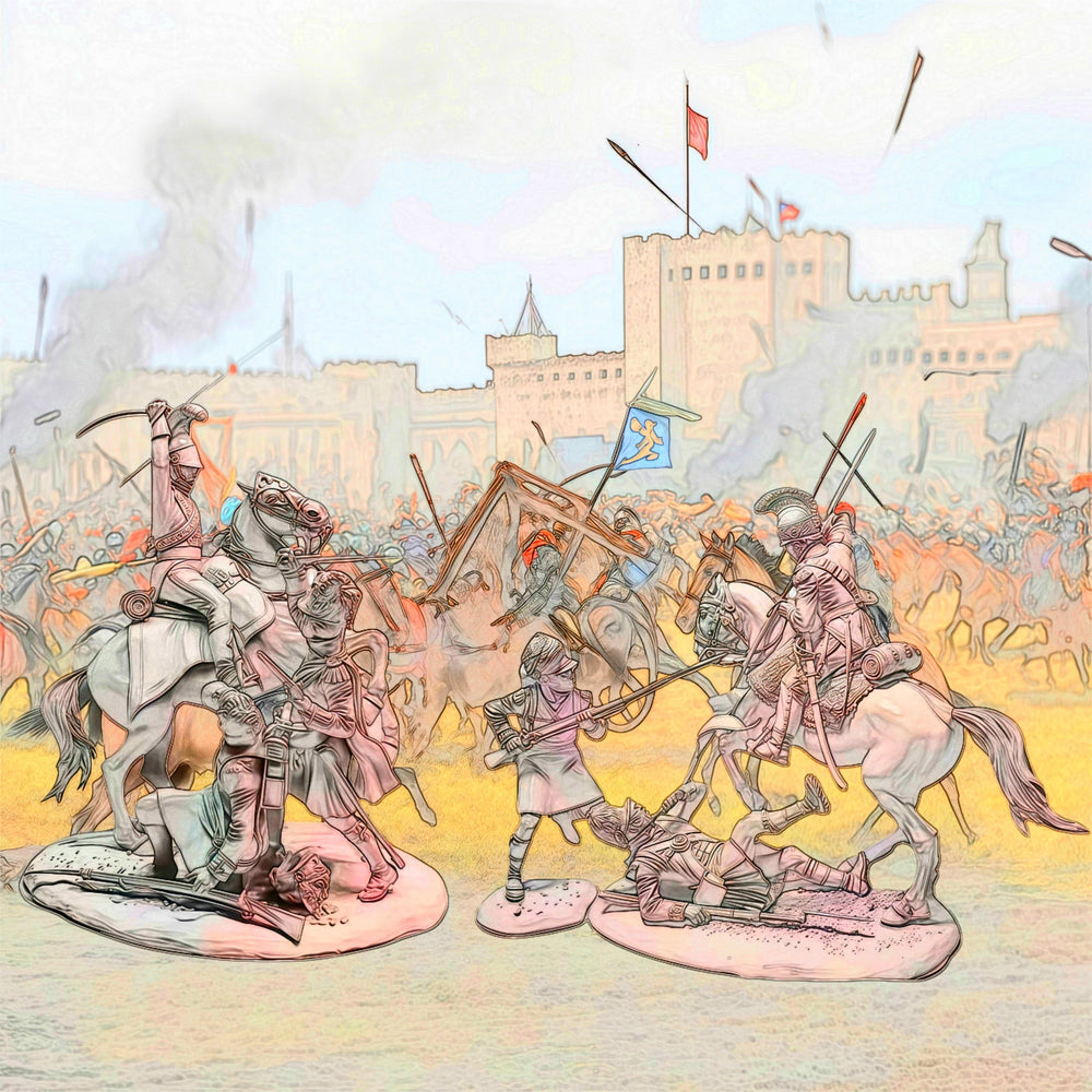 1/35 Medieval Battle Scene, 8 Figures, Resin Model Diorama Kit, Unassembled and Unpainted