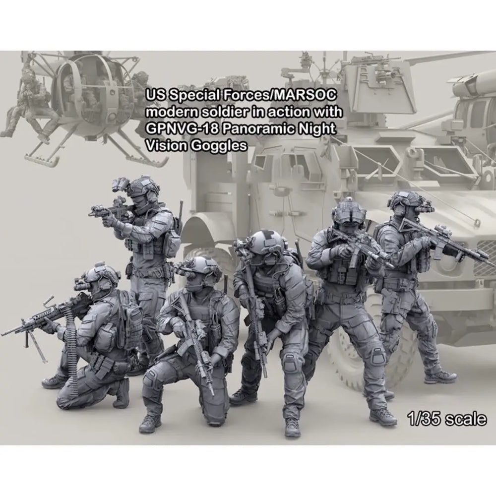 1/35 Modern US MARSOC Operators, 5 Figures, Resin Model Figure Kit, Unassembled and Unpainted
